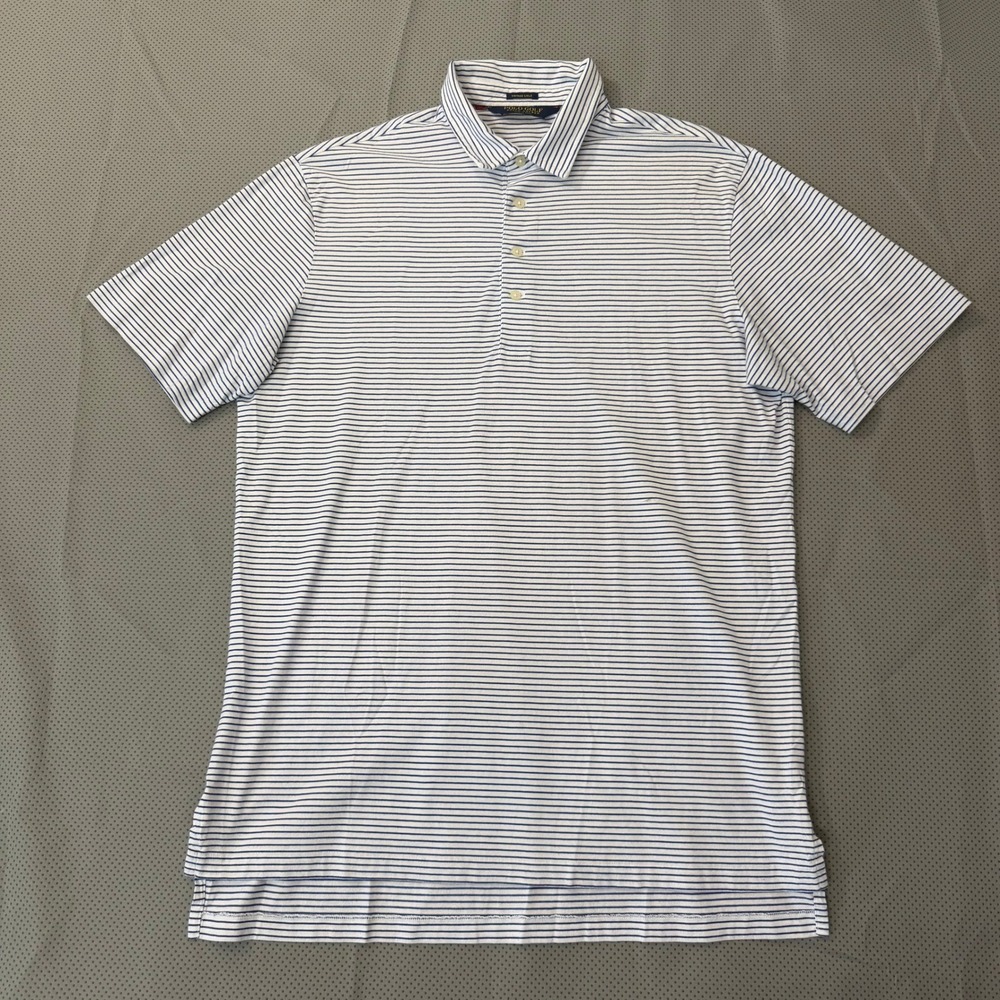 Polo Golf Ralph Lauren Vintage Lisle Polo M L Blue White Striped Pima Cotton